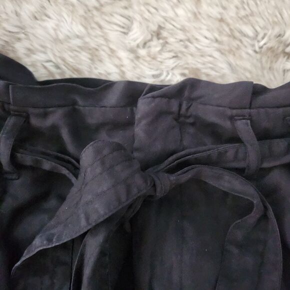 Zara Basic Z1975 Denim Wide Leg Cropped Paperbag Waist Pants Black Size 4 - Picture 4 of 10